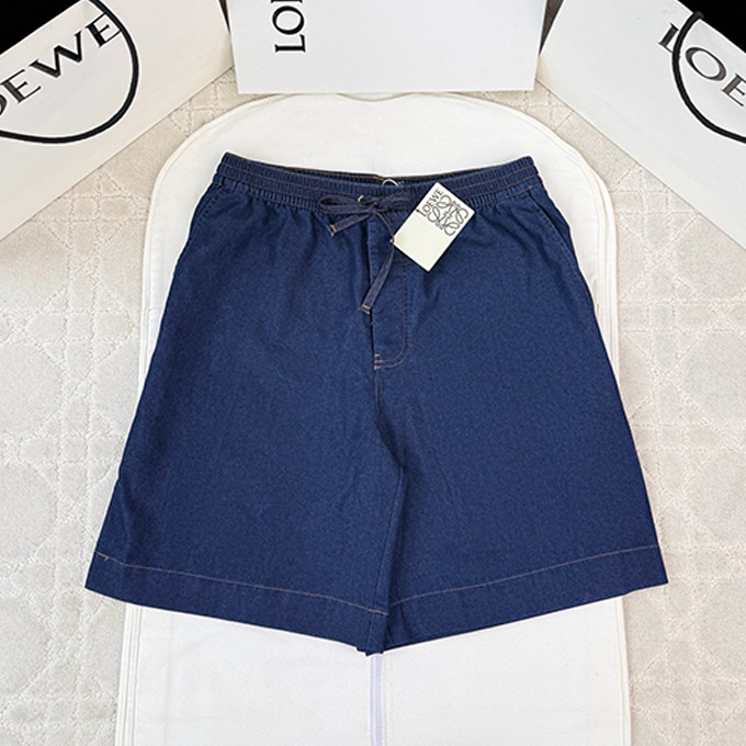 loewe embroidered pocket denim shorts
